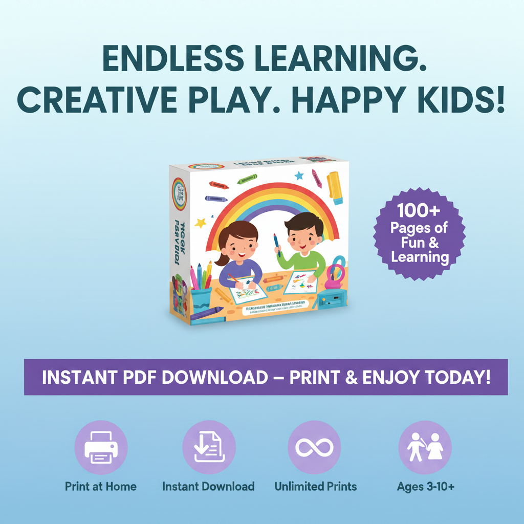 Kids Coloring & Learning Activity Bundle | 100+ Pages | Endless Fun