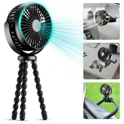 2-in-1 Rechargeable Portable Fan with 5200 mAh Power Bank