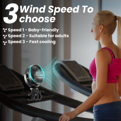 2-in-1 Rechargeable Portable Fan with 5200 mAh Power Bank