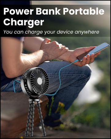 2-in-1 Rechargeable Portable Fan with 5200 mAh Power Bank